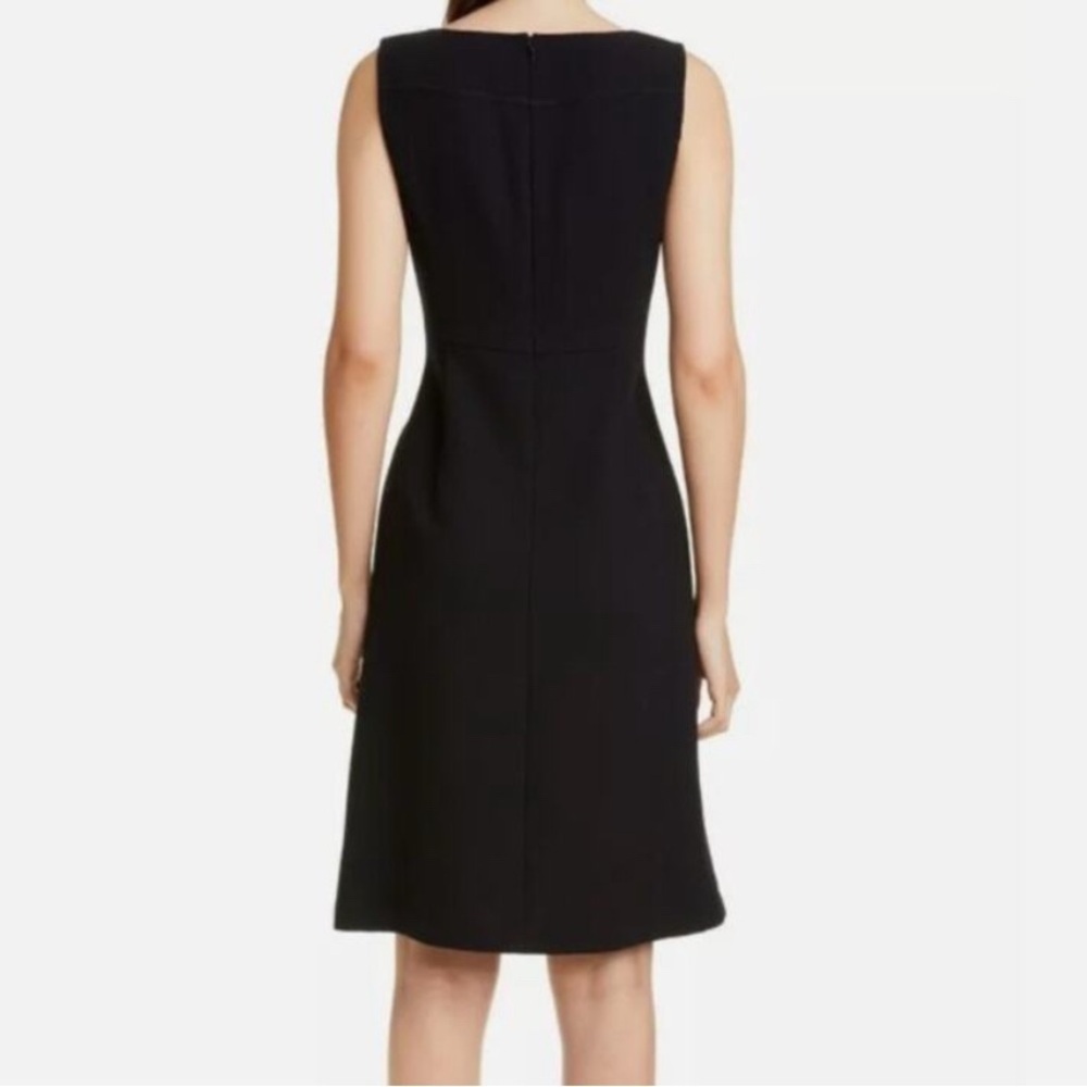 NWT Lafayette 148 crepe bateau neck shift dress 100% wool black size 8 office - Picture 9 of 9